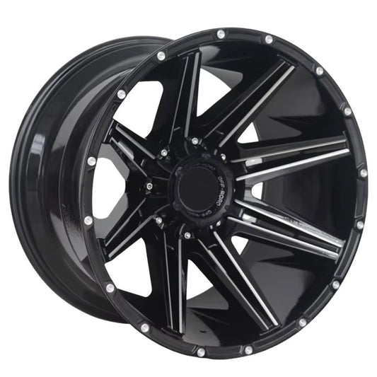 Gloss Black 20×12 Cast Alloy Off‑Road Wheel, Multi‑Bolt Pattern
